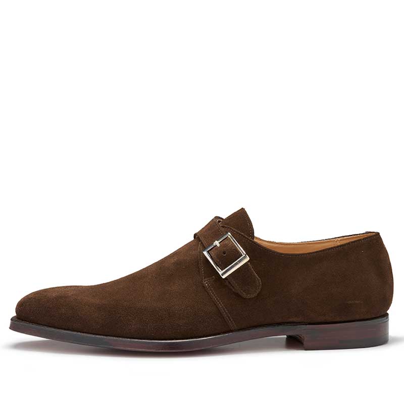 Crockett & Jones Gespschoen Monkton Dark Brown Calf Suède 