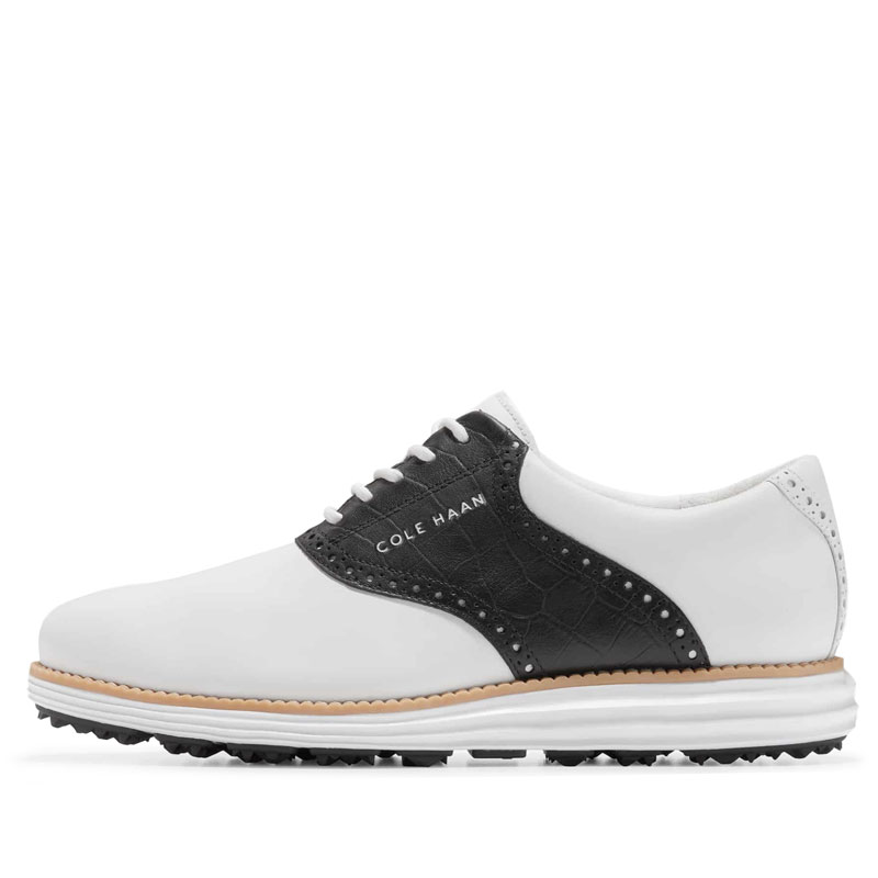 Cole Haan ØriginalGrand Saddle Golf Shoe White-Black Croc Print