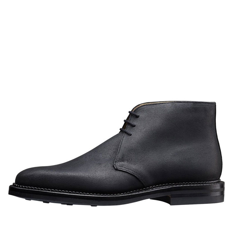 Crockett & Jones Veterboot Molton Black Rough-Out Suede 