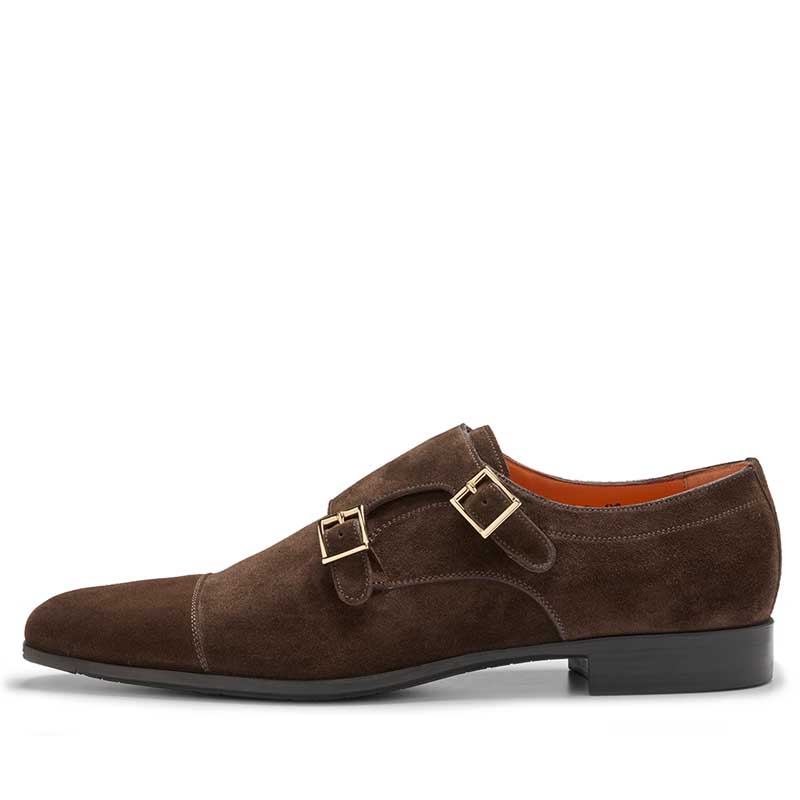 Santoni Gespschoen William Dark Brown Suede