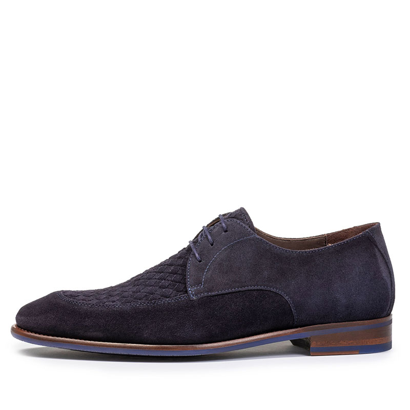 Floris van Bommel Veterschoen De Stapper Dark Blue Suede 